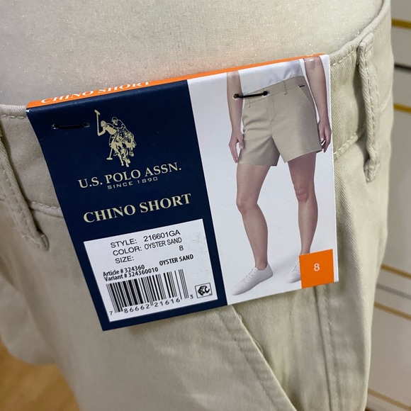 U.S.POLO ASSN WOMEN’S OYSTER SAND CHINO SHORT SIZE: 8 - Picture 4 of 12